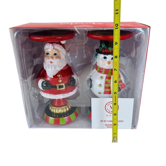 Martha Stewart Home Christmas Santa & Snowman Candle Holders Set - Picture 3 of 5